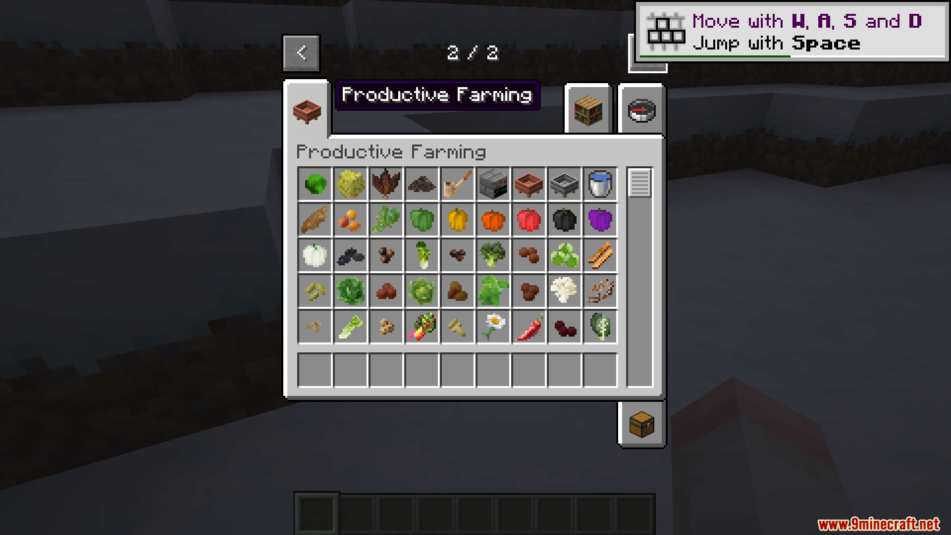 Productive Farming Mod Screenshot 2 Creative mode inventory tab displaying many different types of harvestable crops