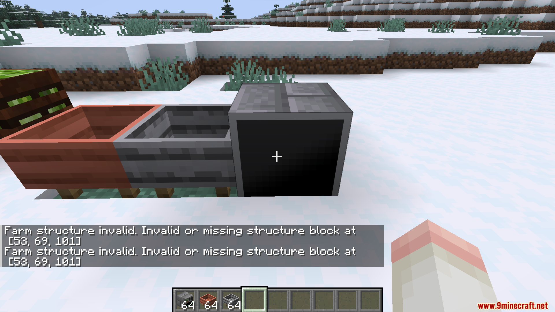 Productive Farming Mod Screenshot 3 An error message for an invalid Productive Farming structure appears in chat