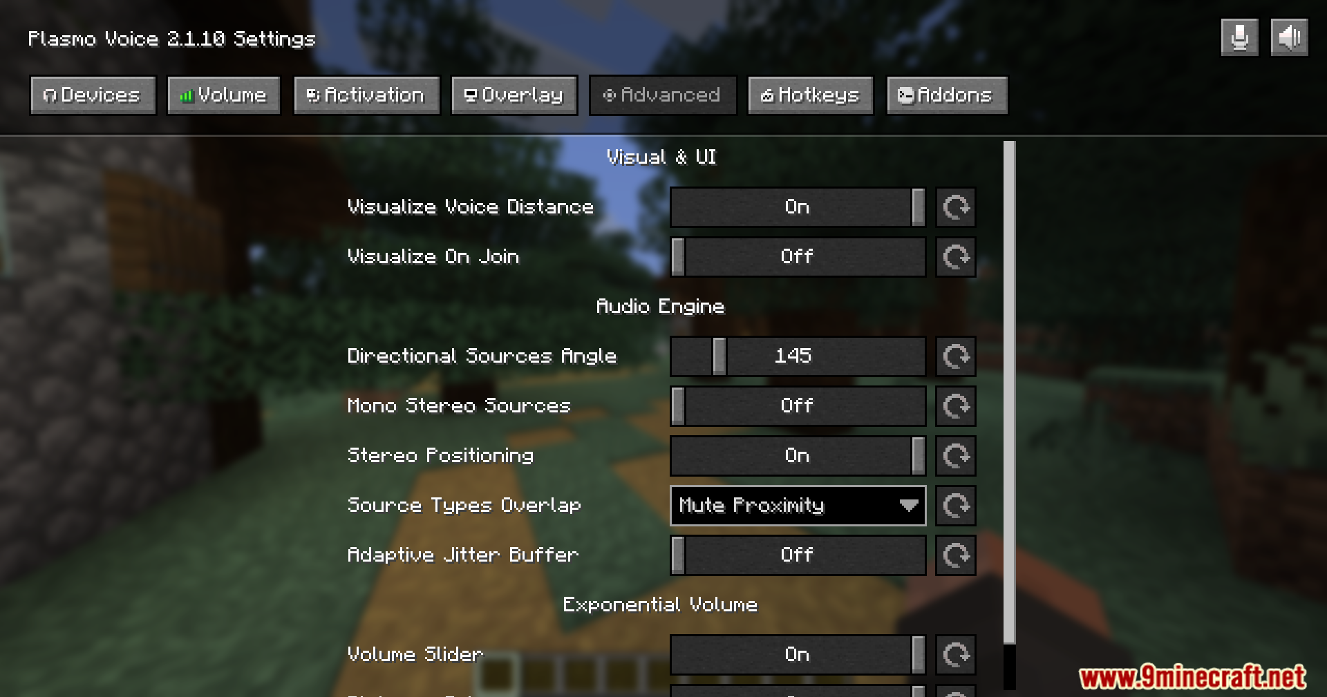Pv Addon Soundphysics Mod Screenshot 7 Advanced settings interface for Plasmo Voice mod showing various audio engine configurations
