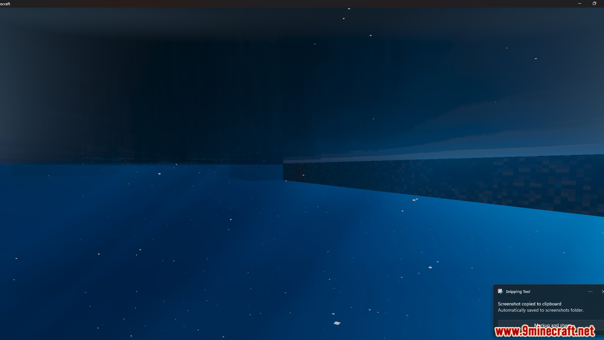Deep underwater view of the vast ocean in the survival island adventure map