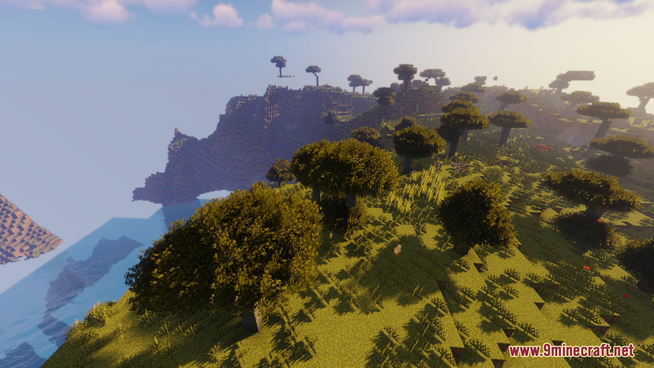 Rainbow's Foliage Resource Pack Screenshot 9 Rainbow Foliage Resource Pack makes trees look bushier in a savanna biome