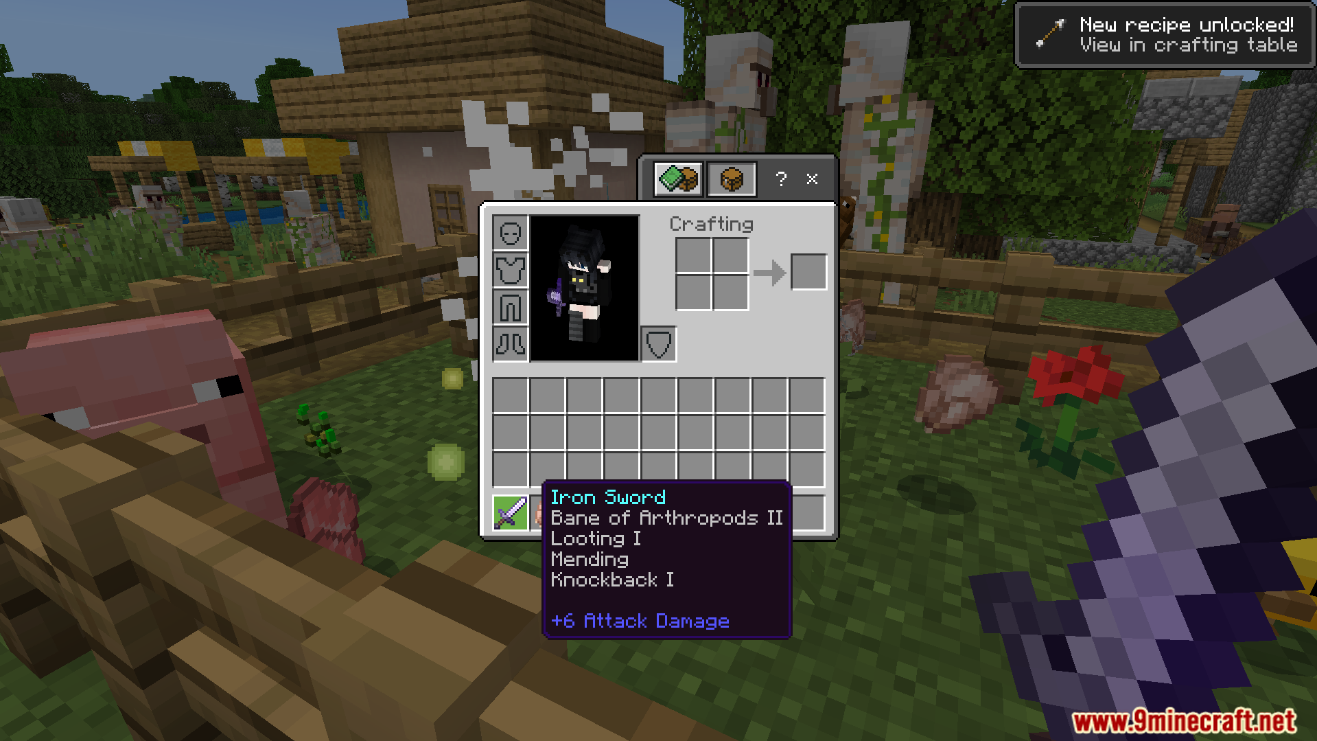 Random Enchant on Attack Addon Screenshot 4 Inventory screen showing an iron sword with several random enchantments from combat