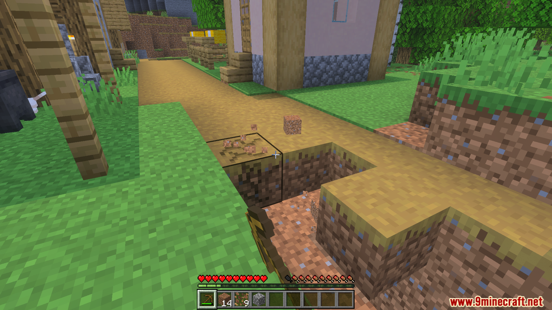Random Enchantment Addon Screenshot 4 Breaking path blocks with a wooden pickaxe to receive random enchantments in Minecraft