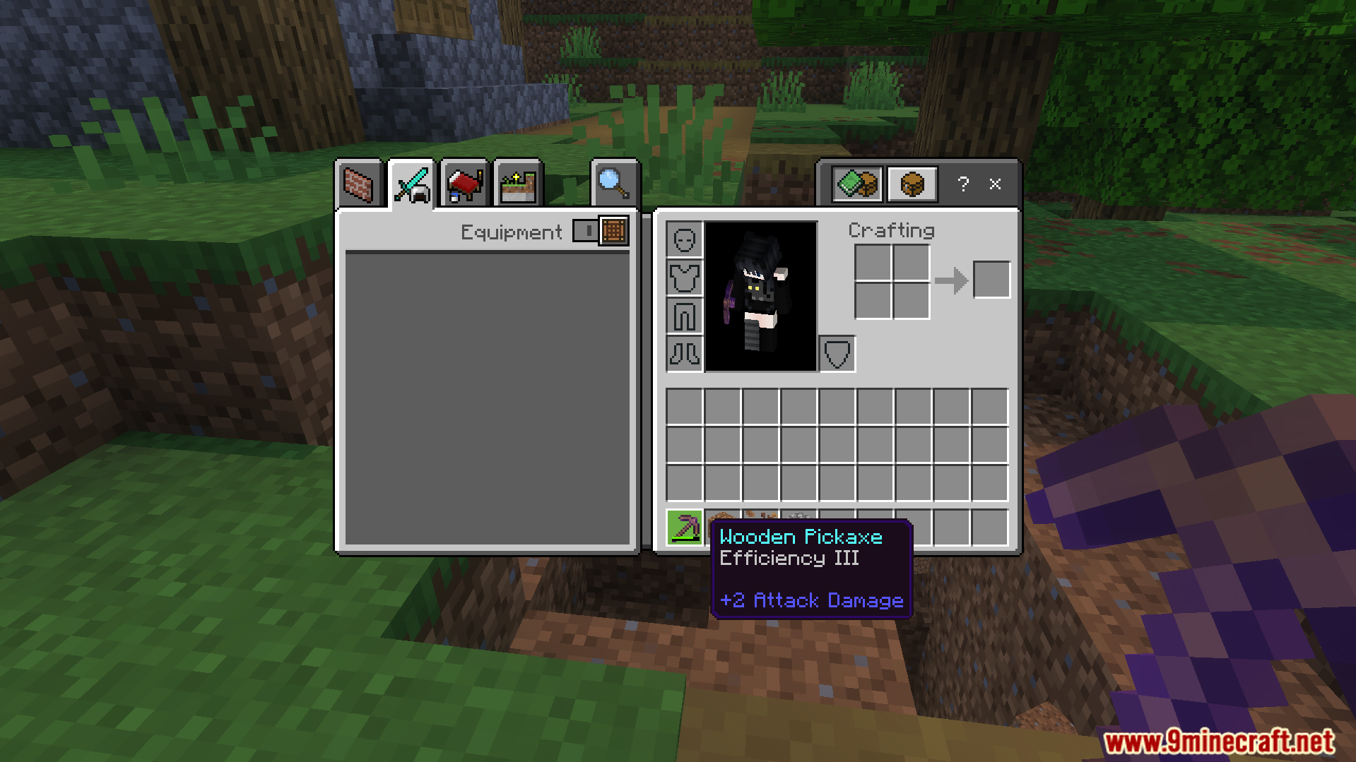 Random Enchantment Addon Screenshot 5 Random Enchantment Addon grants a wooden pickaxe Efficiency three after breaking blocks