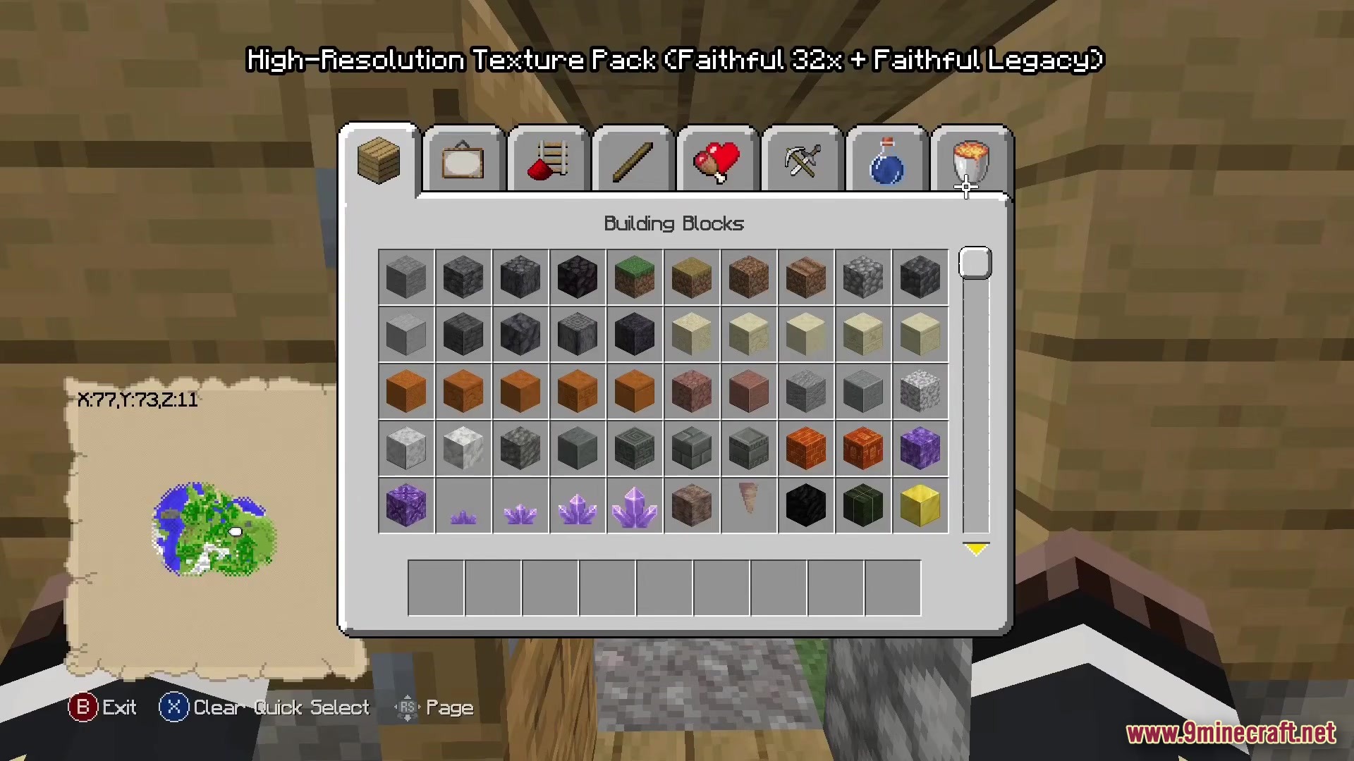 Re-Console Modpack Screenshot 4 Creative mode inventory displaying building blocks with high resolution textures