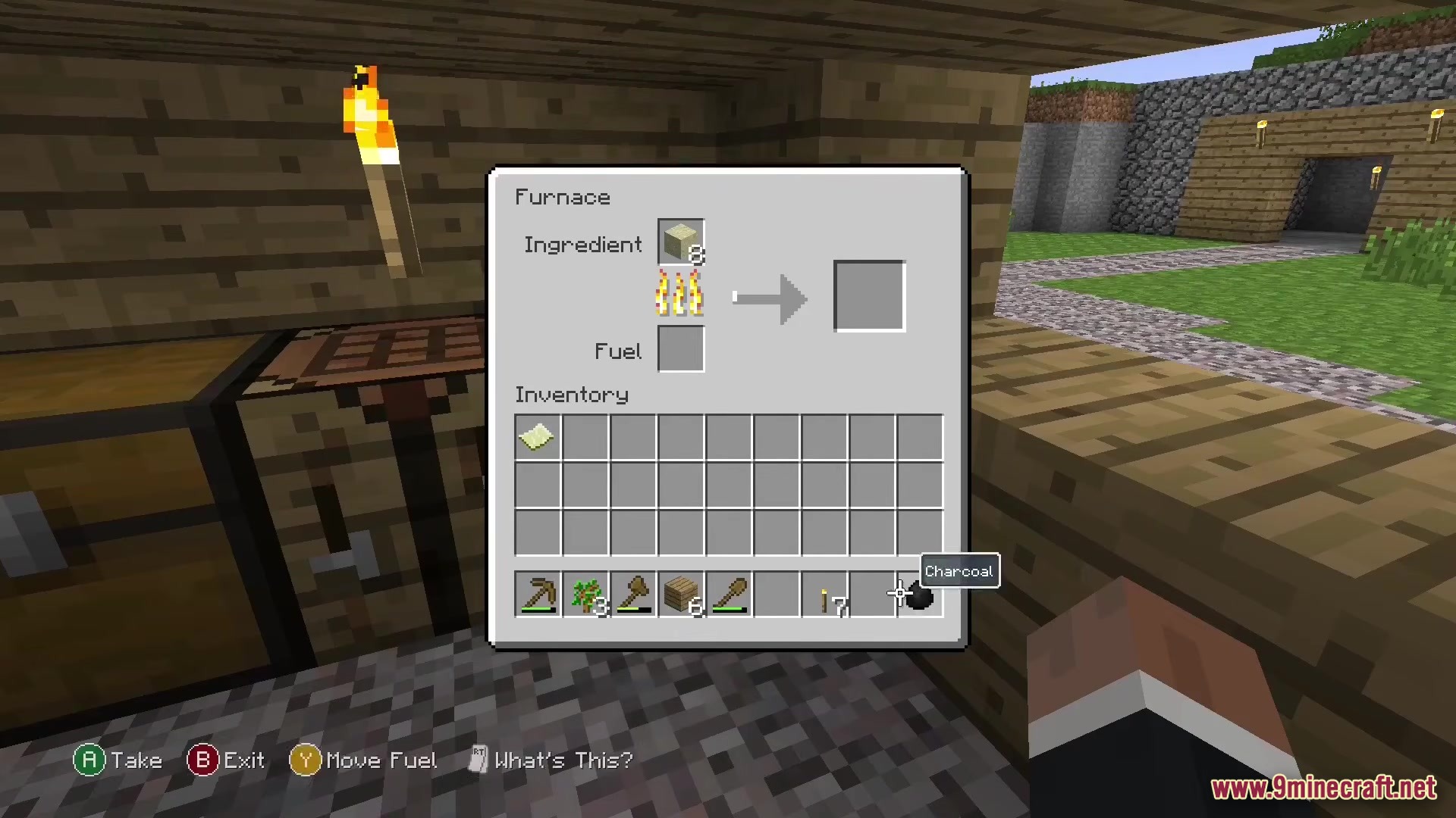 Re-Console Modpack Screenshot 5 Smelting oak logs in a furnace with the legacy console user interface
