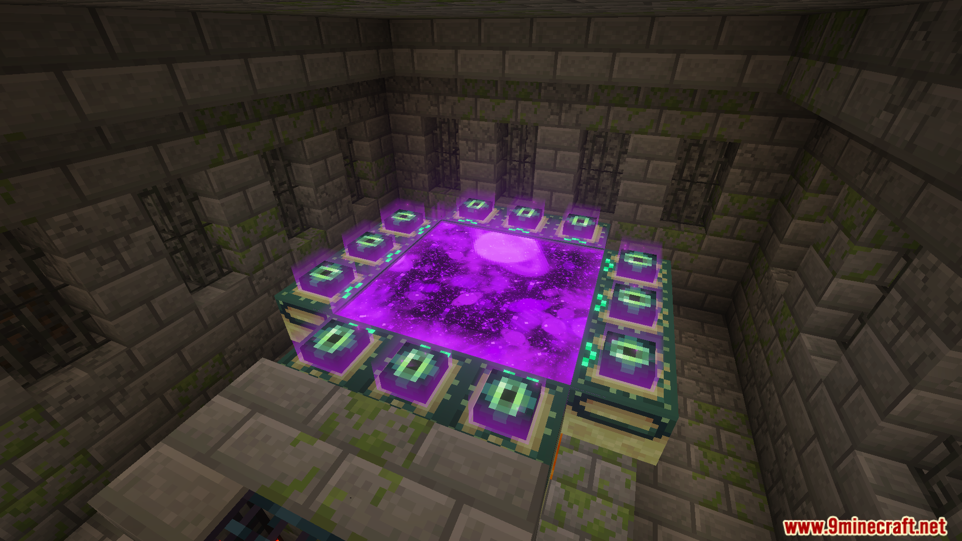 ReWave Texture Pack updates the End Portal with purple textures and glowing particles