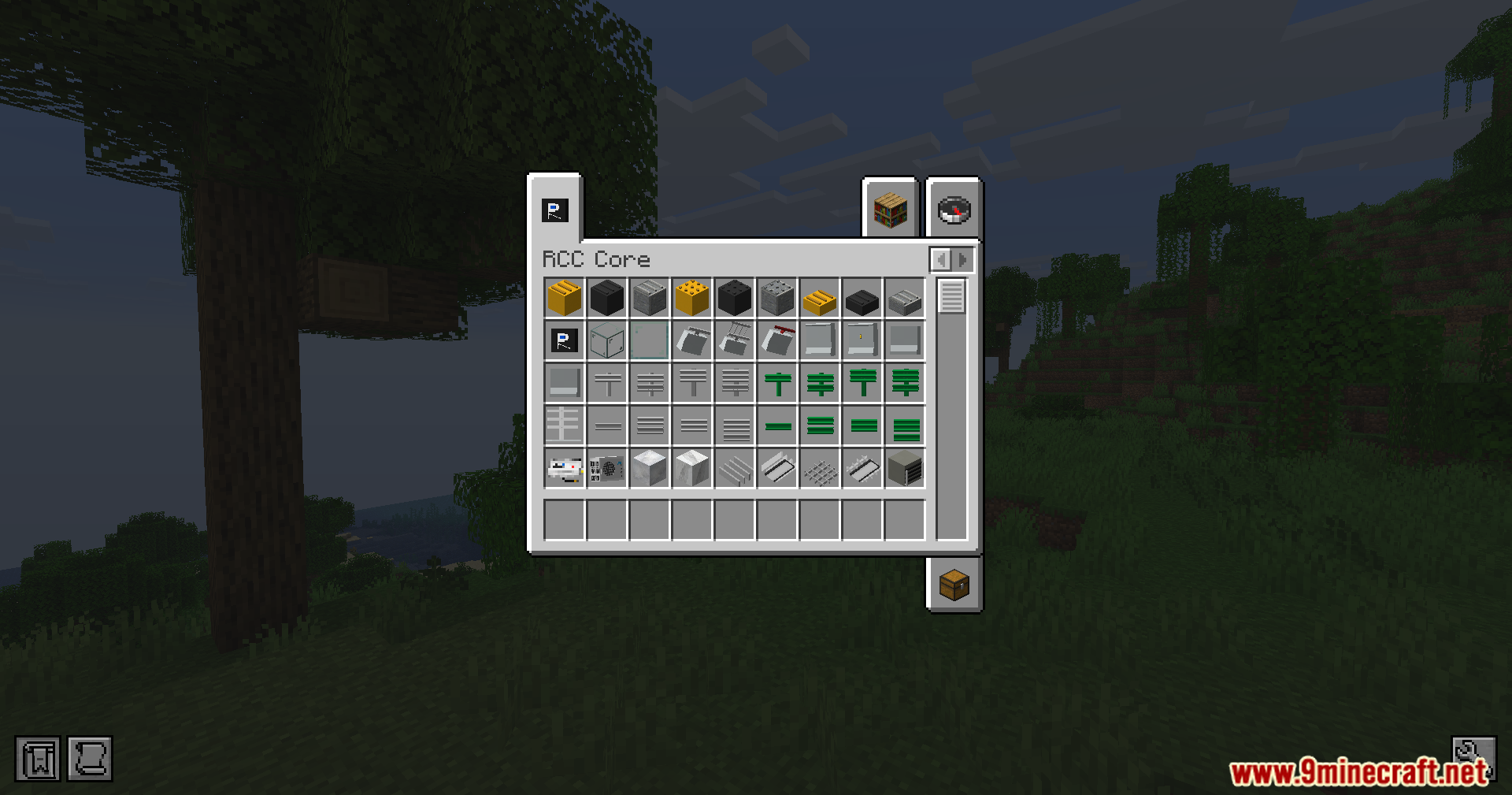 Creative inventory tab displaying various modern city construction blocks and street items