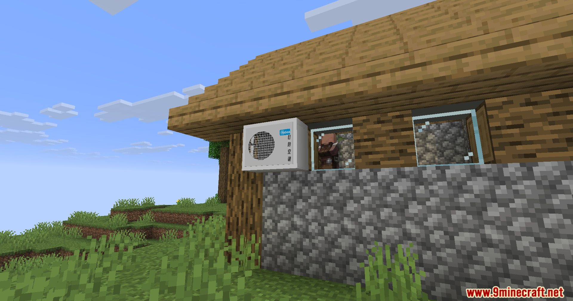 Outdoor air conditioner unit from Reality City Construction Mod installed on a wall