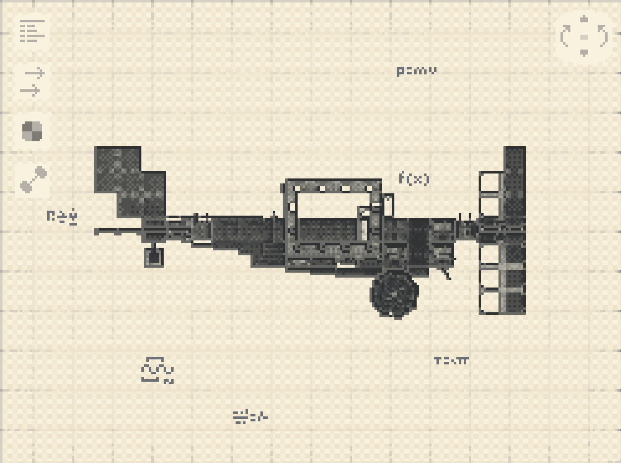 Red Barron Bi Plane Schematic Screenshots 1 Side view schematic of the Red Barron biplane on a grid background