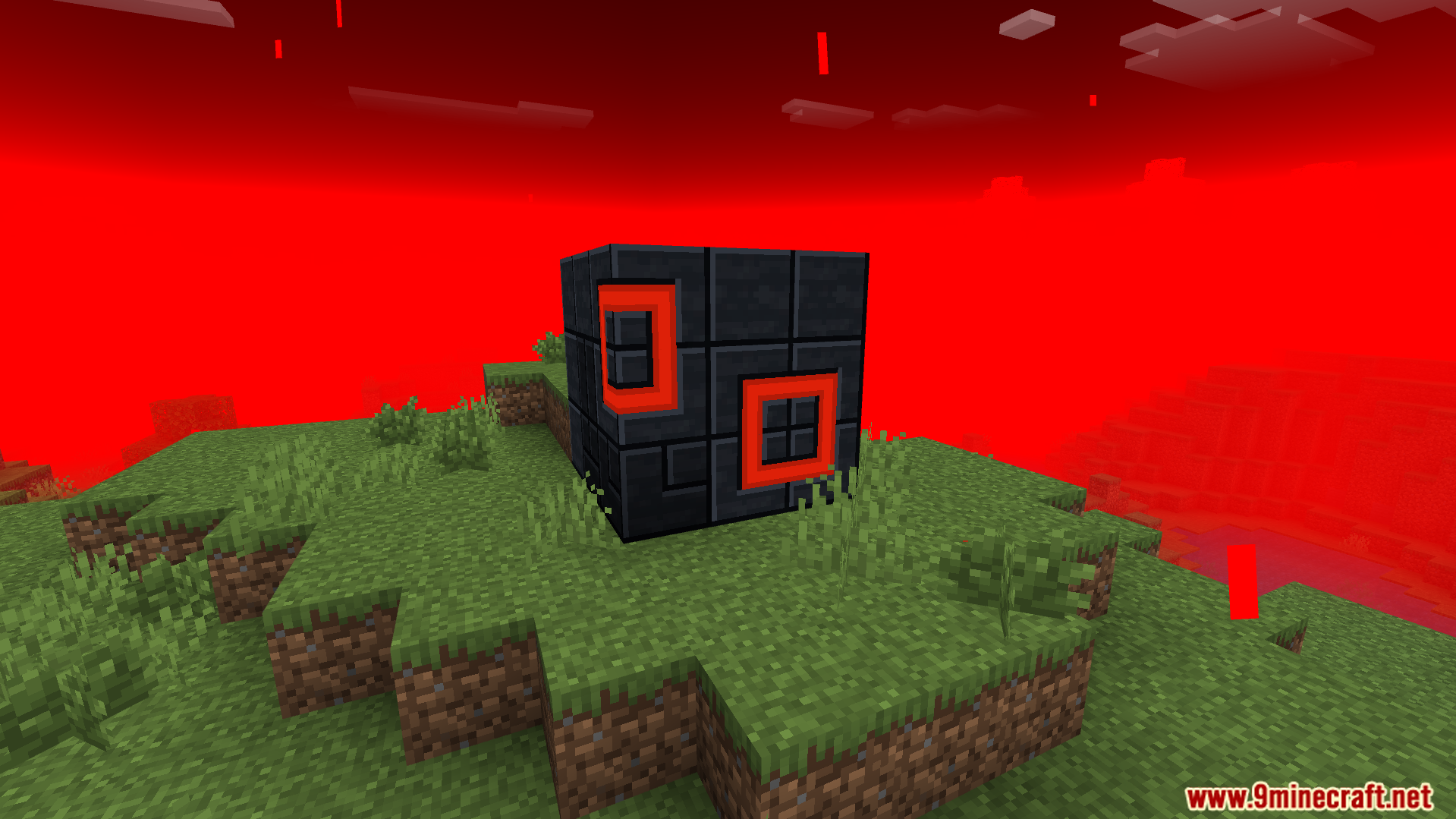 Redstone Caves Addon features custom generators with glowing red energy panels