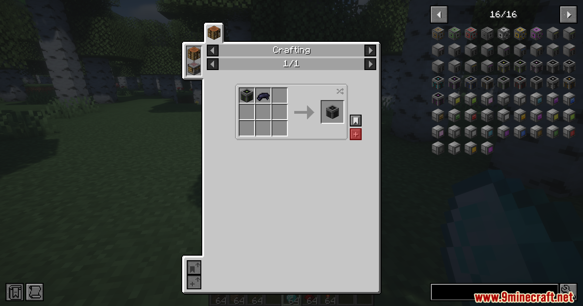 Refined Storage JEI Integration Mod Screenshot 10 Crafting interface showing how to make a black detector block using dye