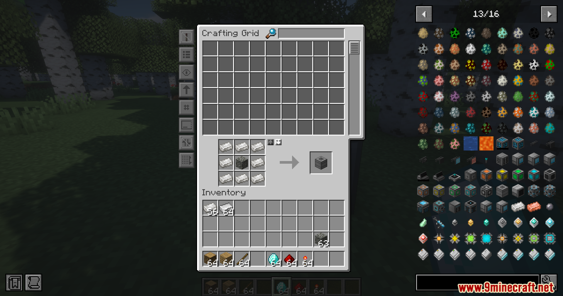 Refined Storage JEI Integration Mod Screenshot 3 The Refined Storage crafting grid showing a recipe for a machine casing