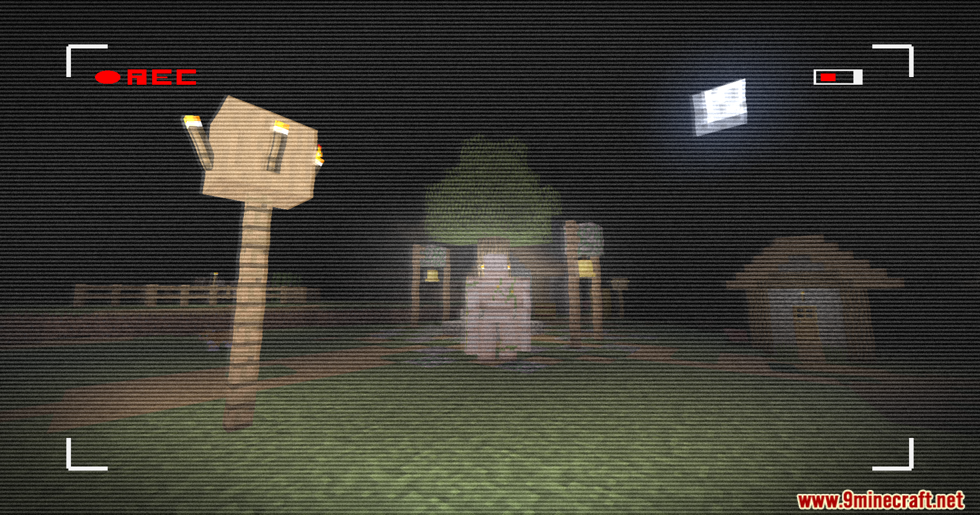 Retro VHS Screen Shaders Screenshot 10 A mysterious white figure stands in the dark through a retro camera lens