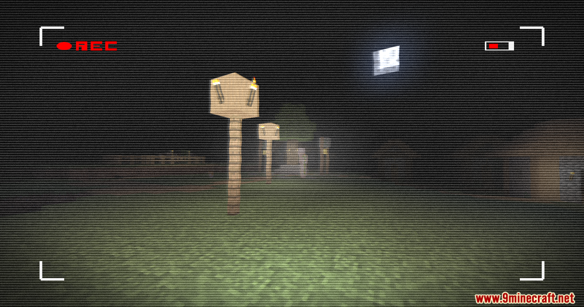 Retro VHS Screen Shaders Screenshot 9 A wooden lamp post under the moon with a vintage camcorder filter