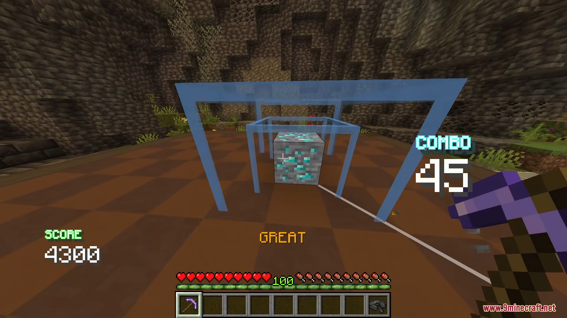 Rhythm Mining Map Screenshot 1 Player mining diamond ore in a rhythm game with a high combo score
