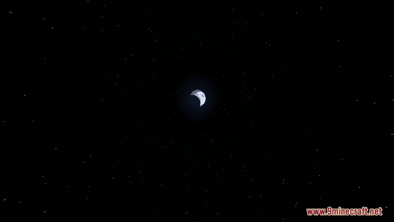 Round Sun & Moon Resource Pack Screenshot 11 A smooth circular crescent moon glows in the dark starry night sky