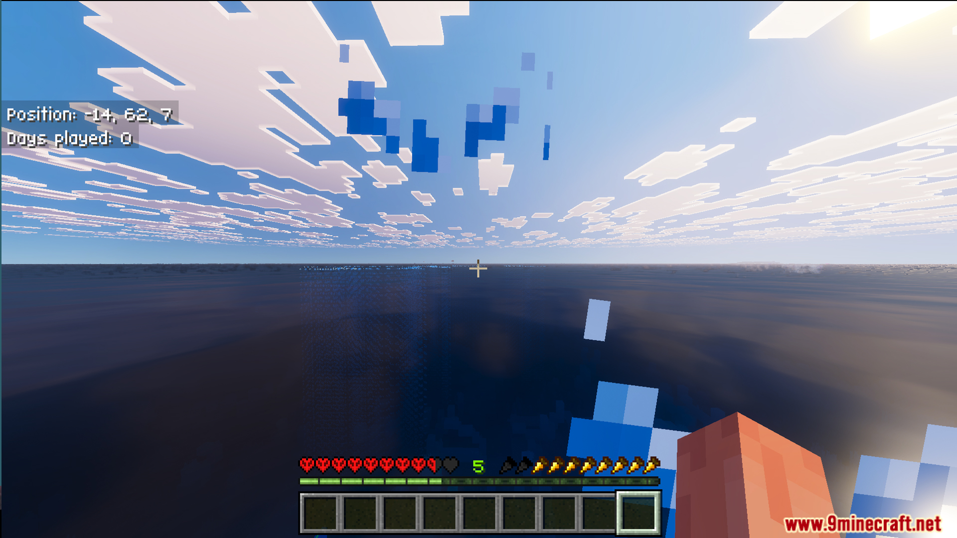 First person view of the endless ocean in SURVIVE UNDERWATER Map