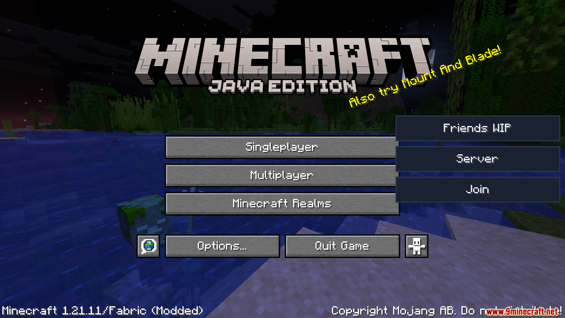 Seamless Serverless Multiplayer Mod Screenshot 1 Minecraft main menu with custom server and friend list interface buttons
