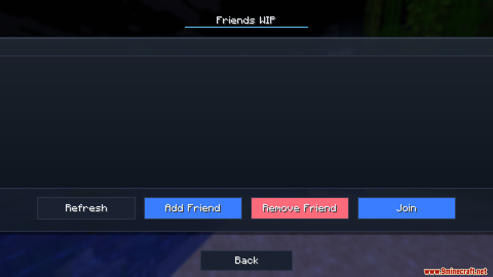 Seamless Serverless Multiplayer Mod Screenshot 2 Friends list menu showing options to add remove or join friends