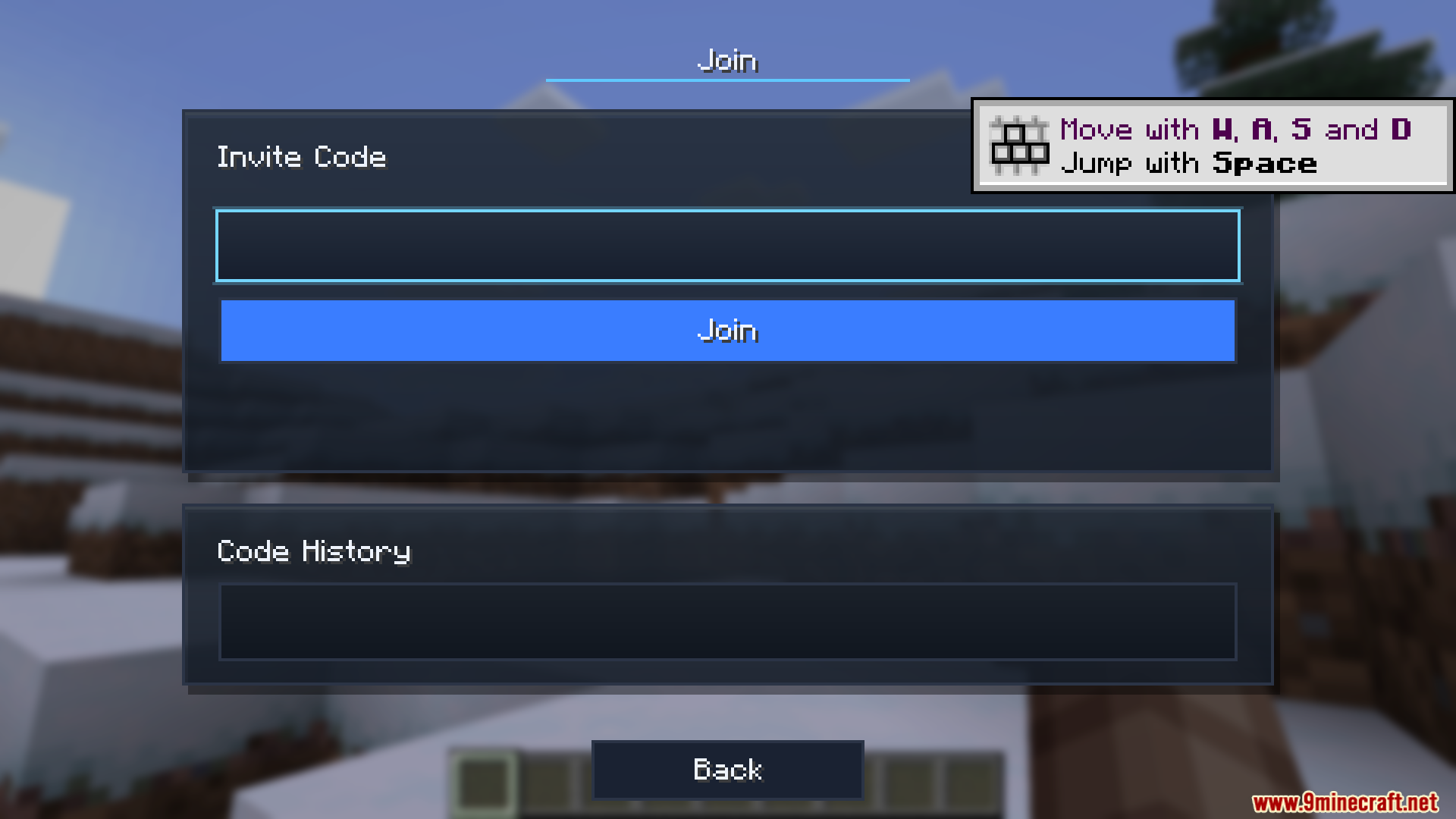 Seamless Serverless Multiplayer Mod Screenshot 5 Menu for joining a multiplayer session using a unique invite code