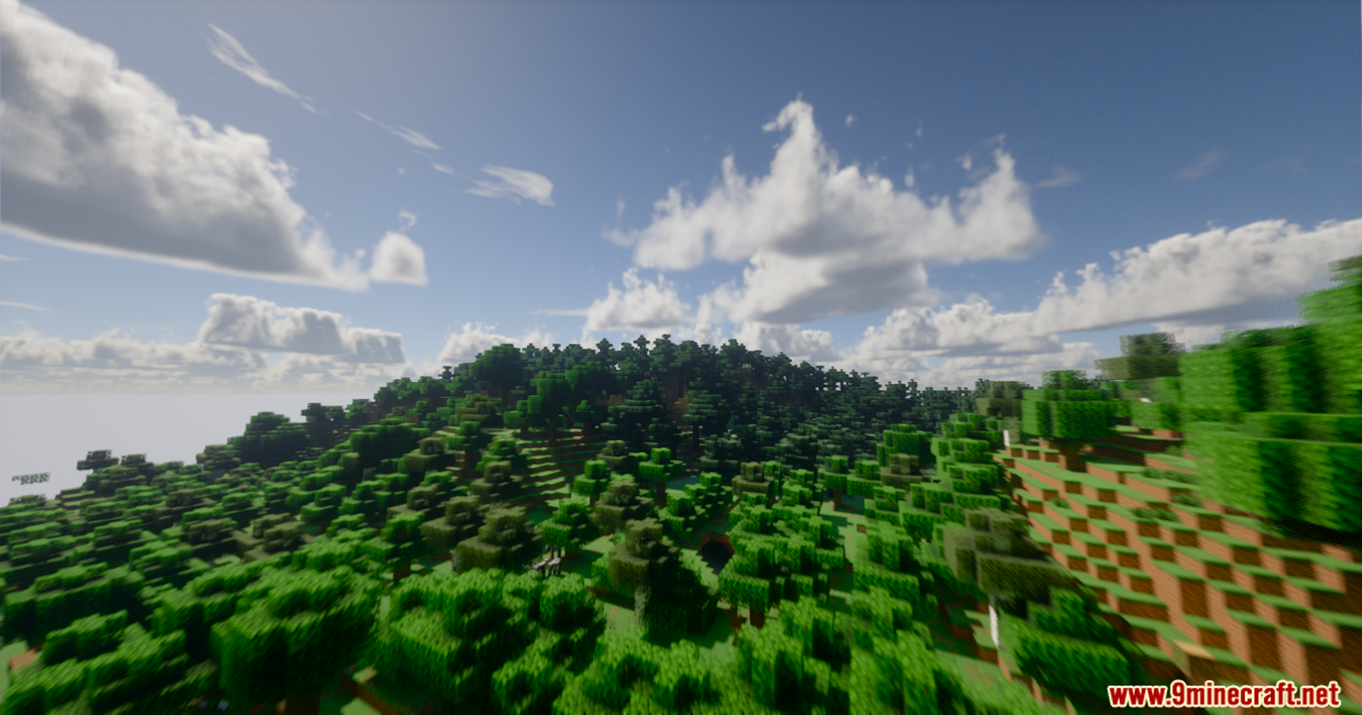 Serendipity Shaders Screenshot 8 Vibrant green hills and trees under a bright sky with realistic shaders