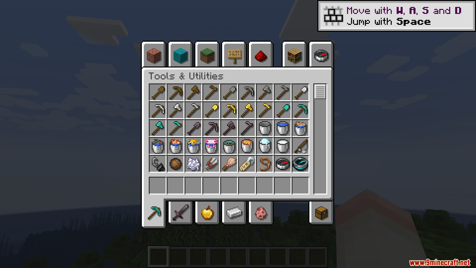 Shadow Drop Mod Screenshot 8 Tools and utilities tab in the inventory displaying items with dark shadows