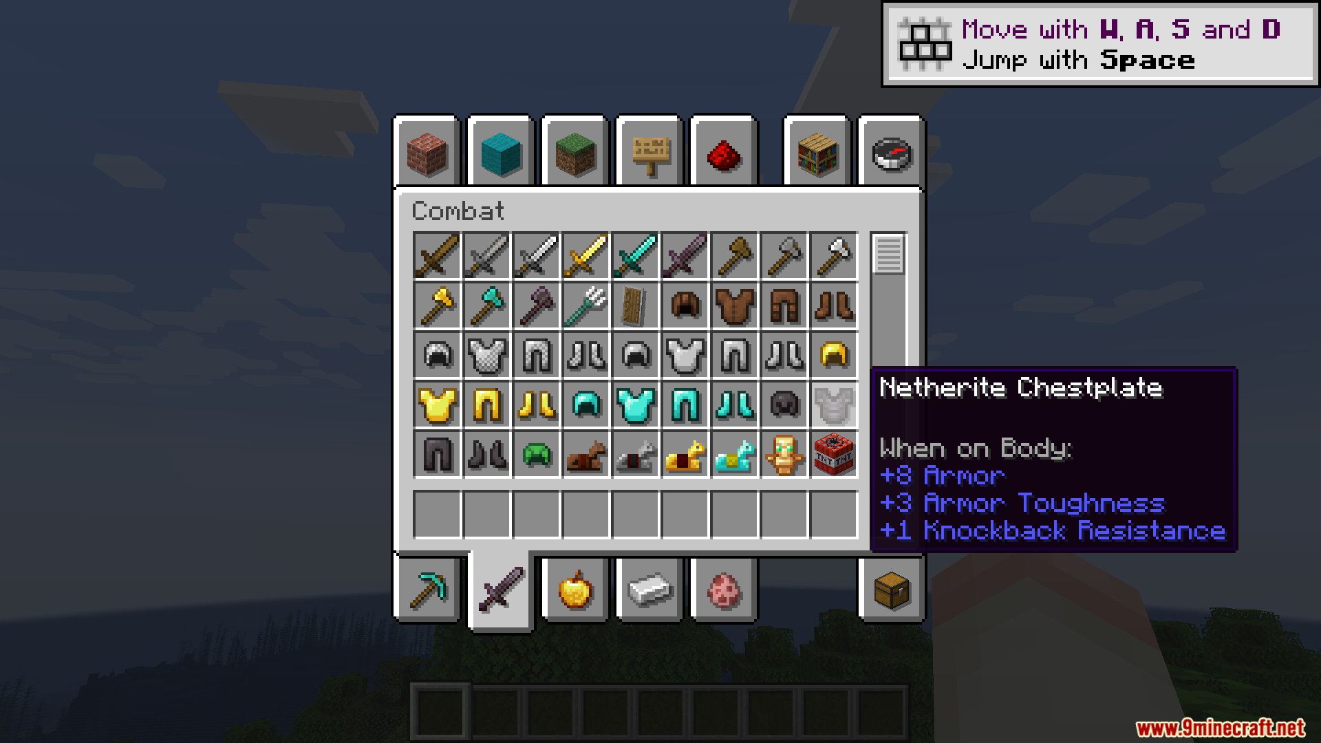 Shadow Drop Mod Screenshot 9 Minecraft combat inventory showing equipment with dark shadows behind the item icons