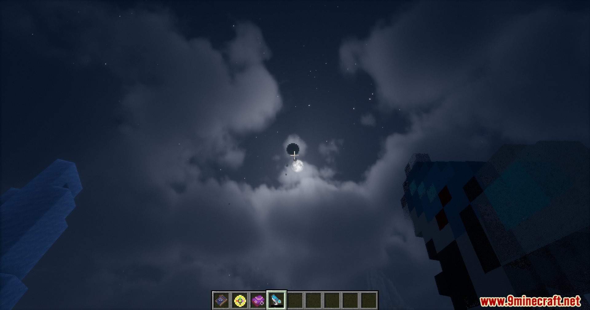 The player observes a dark moon during the Cursed Moon event