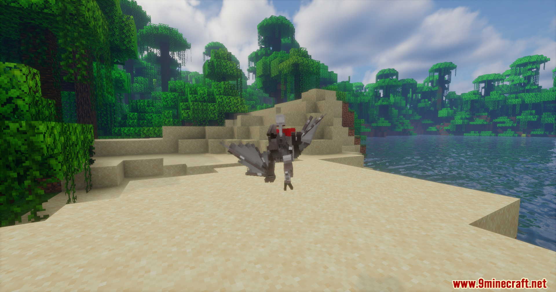 A player transformed into a winged creature in the Shape Shifter Curse Mod