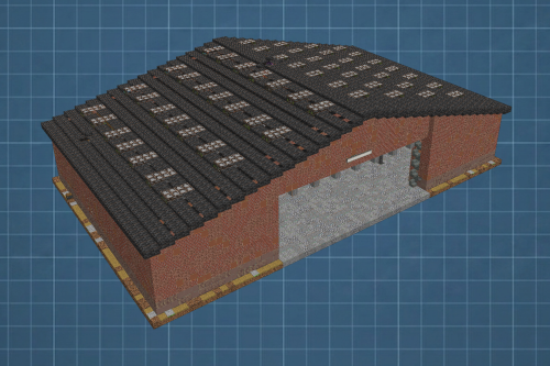 Simple Brick Hangar with Sliding Door Schematic