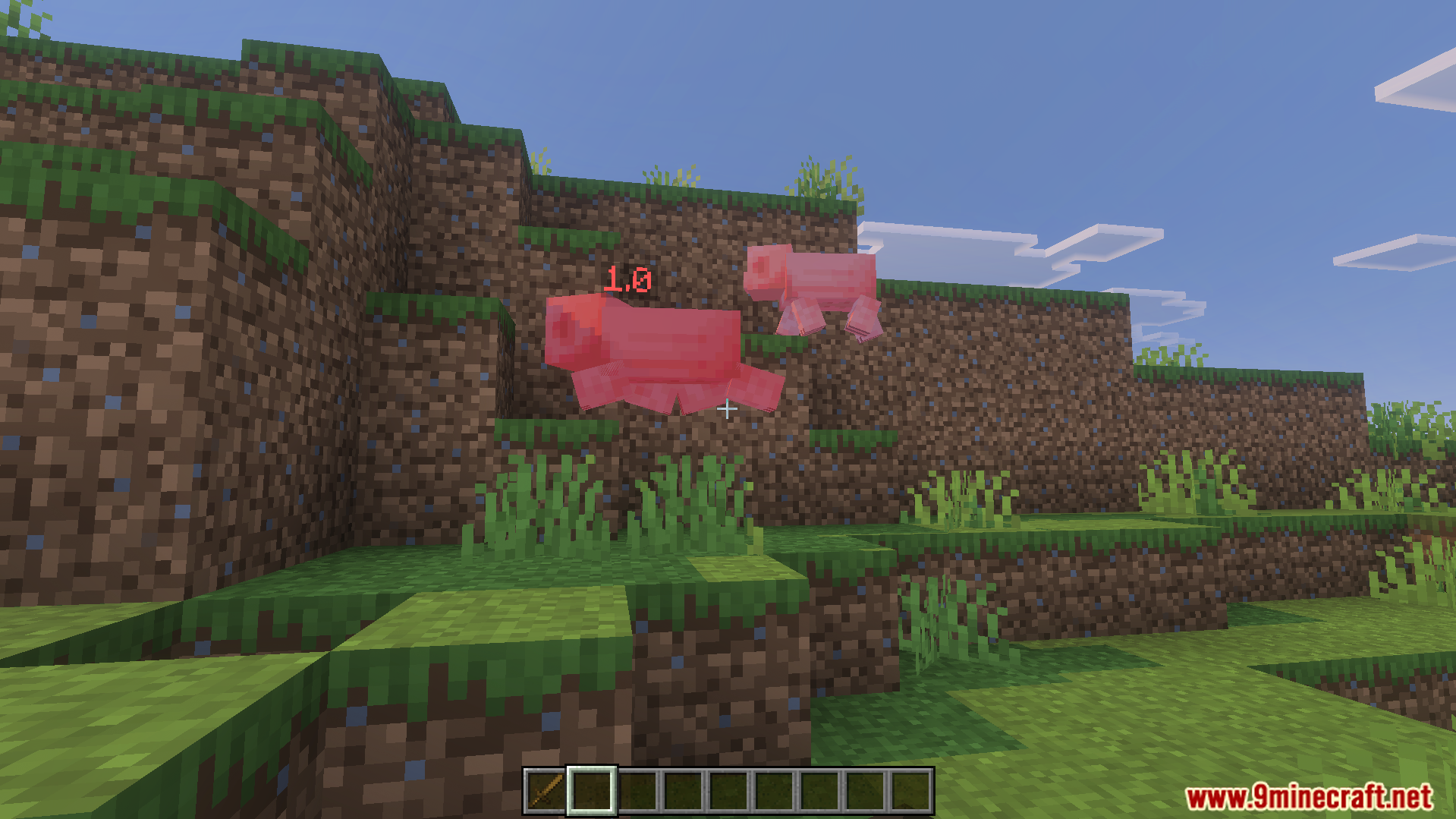 Simple Damage Indicator Addon Screenshot 2 Floating numbers showing the exact amount of damage dealt to a pig