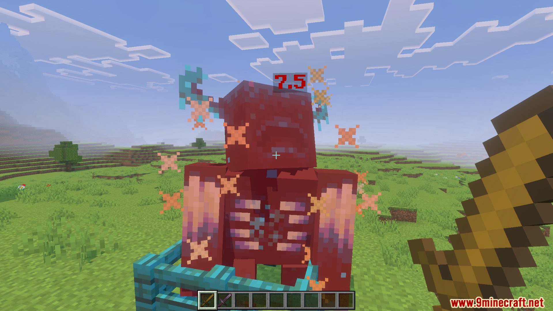 Simple Damage Indicator Addon Screenshot 8 Damage indicator displays seven point five damage dealt with a wooden sword
