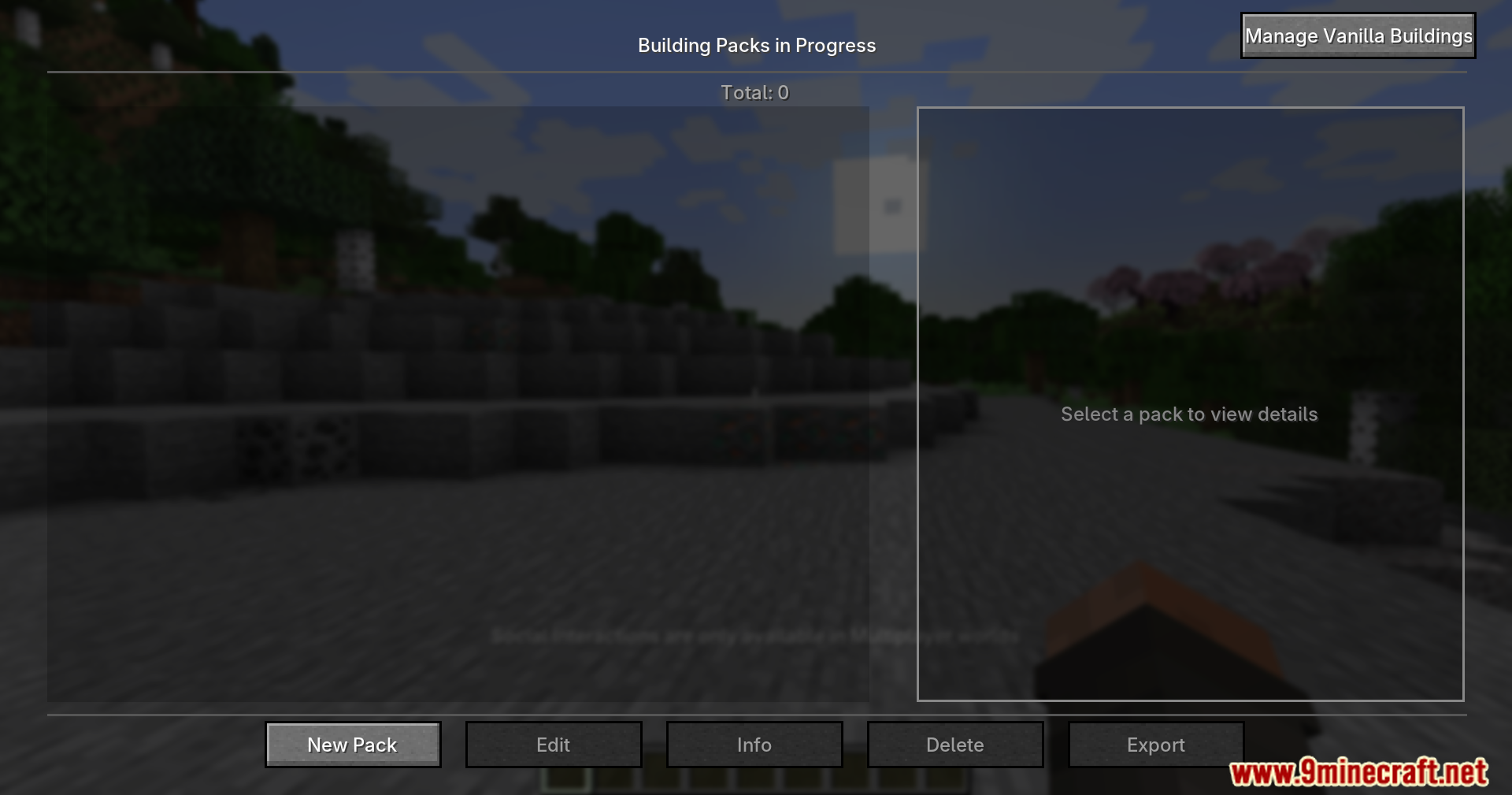 SimuPack Mod Screenshot 2 An in game menu for managing and exporting custom building pack files