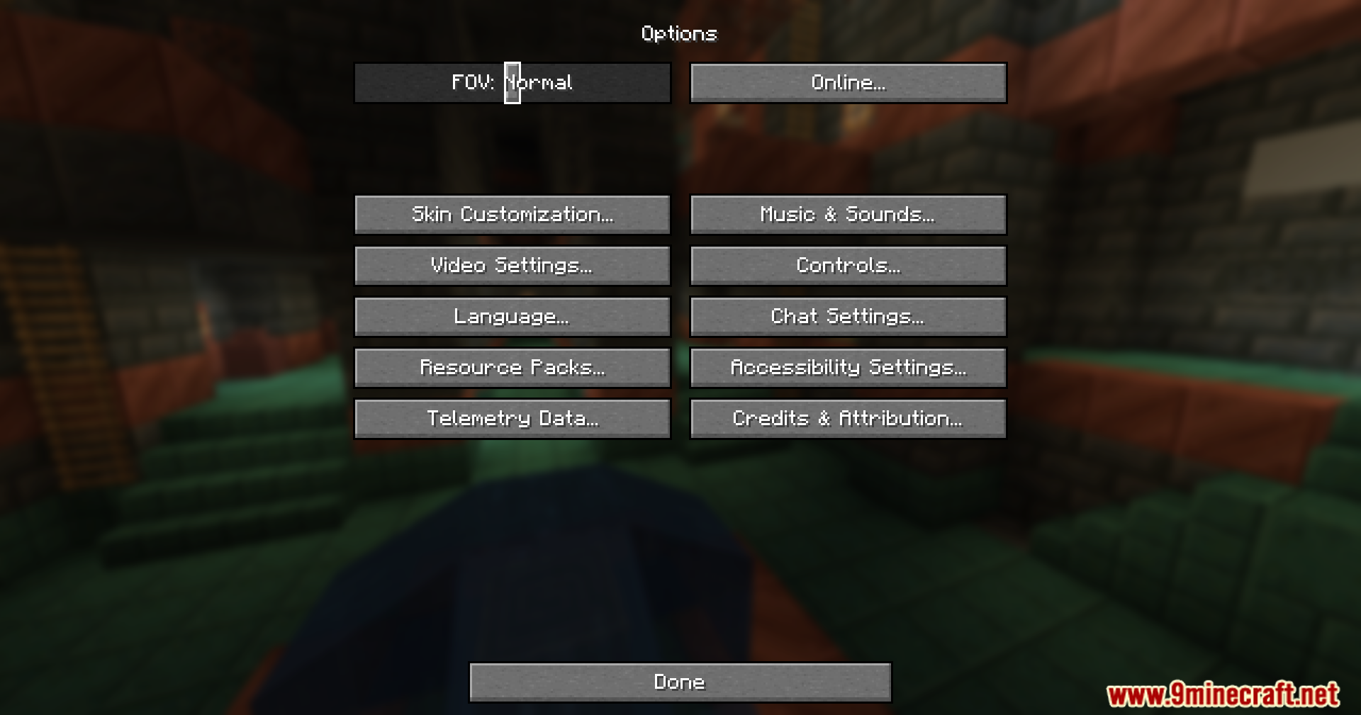 Sirius Ui Mod Screenshot 7 The vanilla Minecraft options menu screen with various game settings buttons