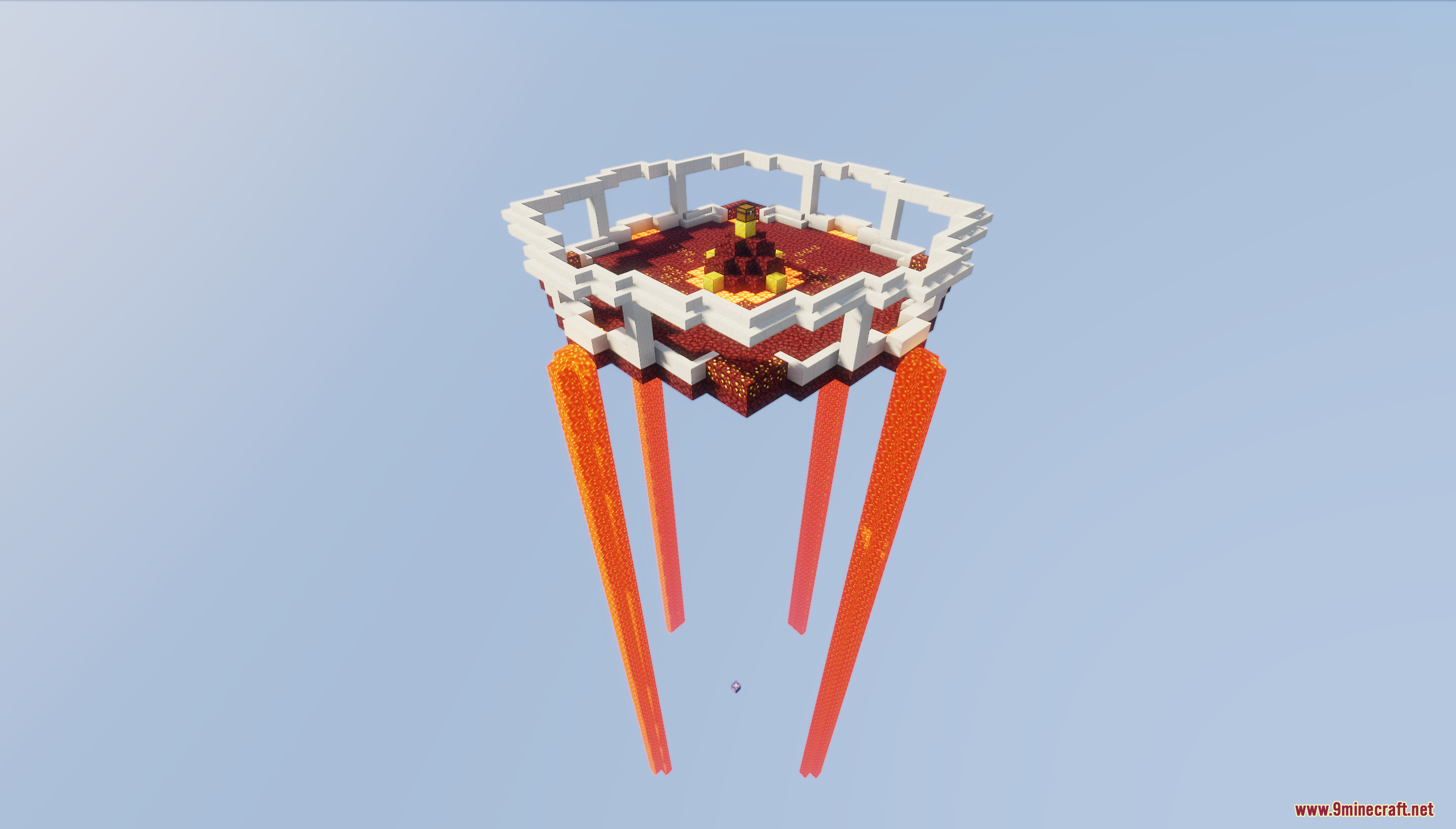 SkyLand Origins Map Screenshot 8 A nether themed floating platform with lava streams flowing into the void