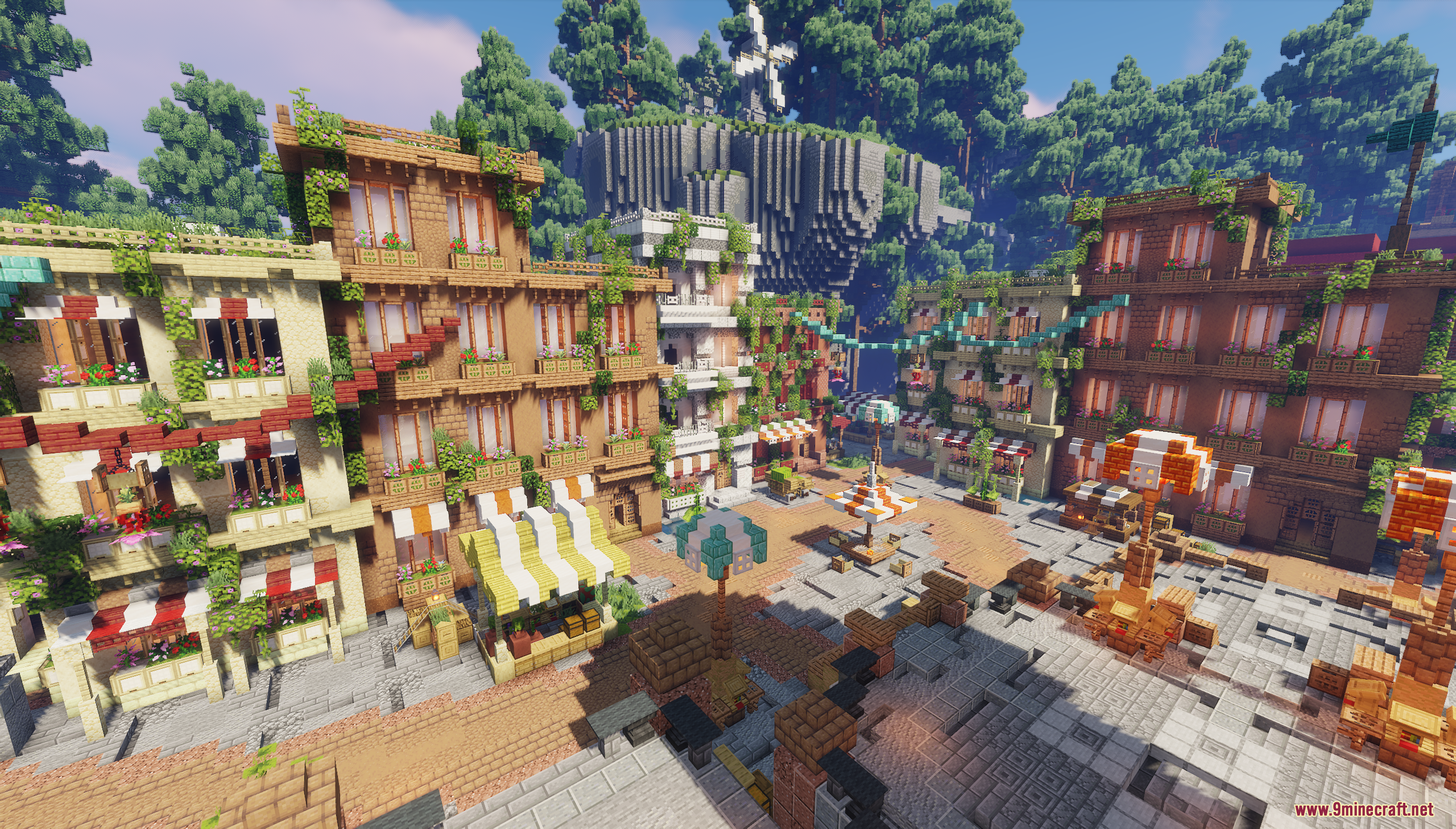 SkyRoot Spawn Map Screenshot 5 Overview of the SkyRoot Spawn Map featuring a town and floating island