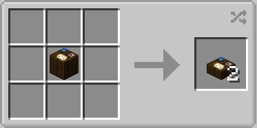 Crafting two cartography table slabs from a single full block in Minecraft