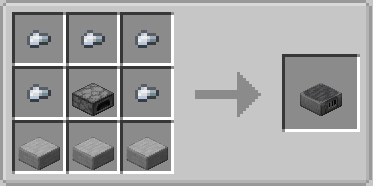 Crafting recipe for a slab furnace using iron nuggets and smooth stone slabs