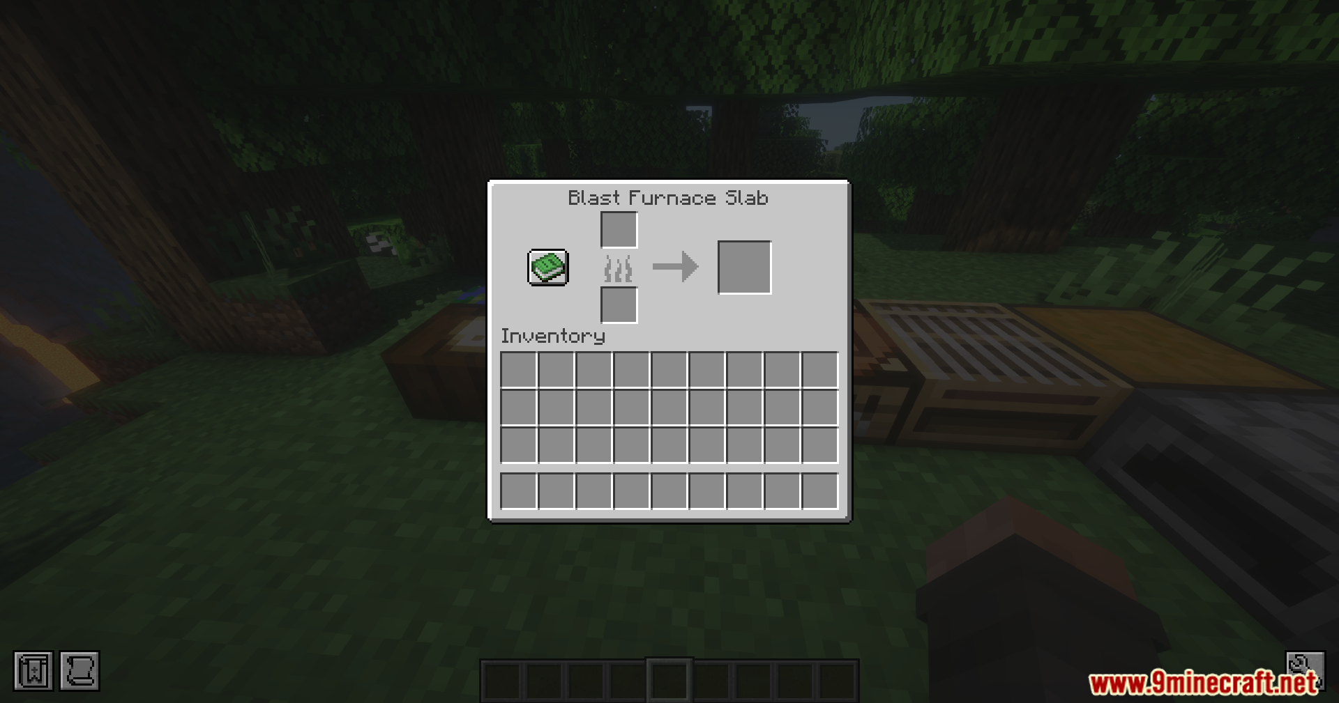 Blast Furnace Slab interface with slots for fuel and items to smelt