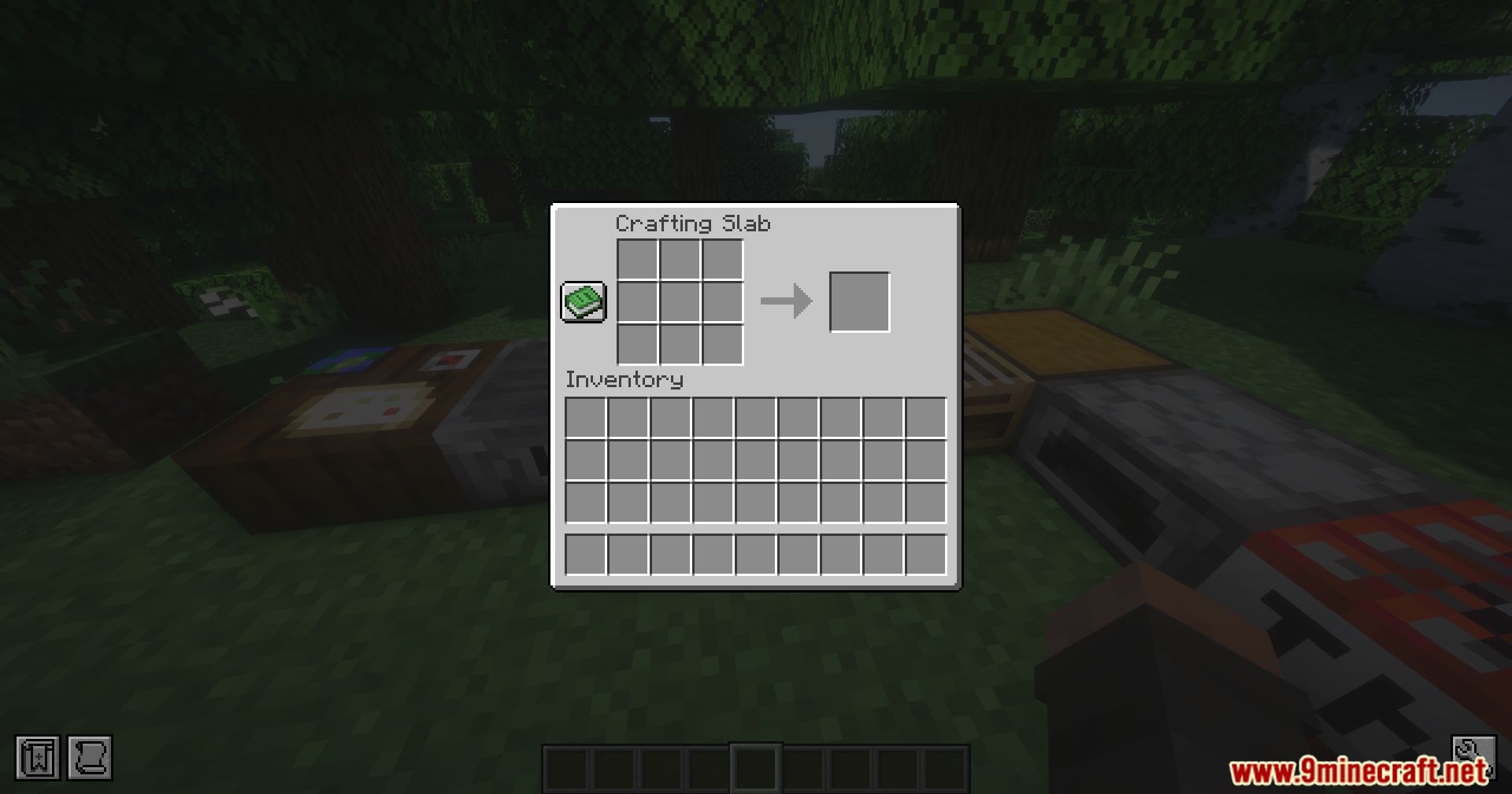 The user interface of a Crafting Slab from the Slab Machines Mod