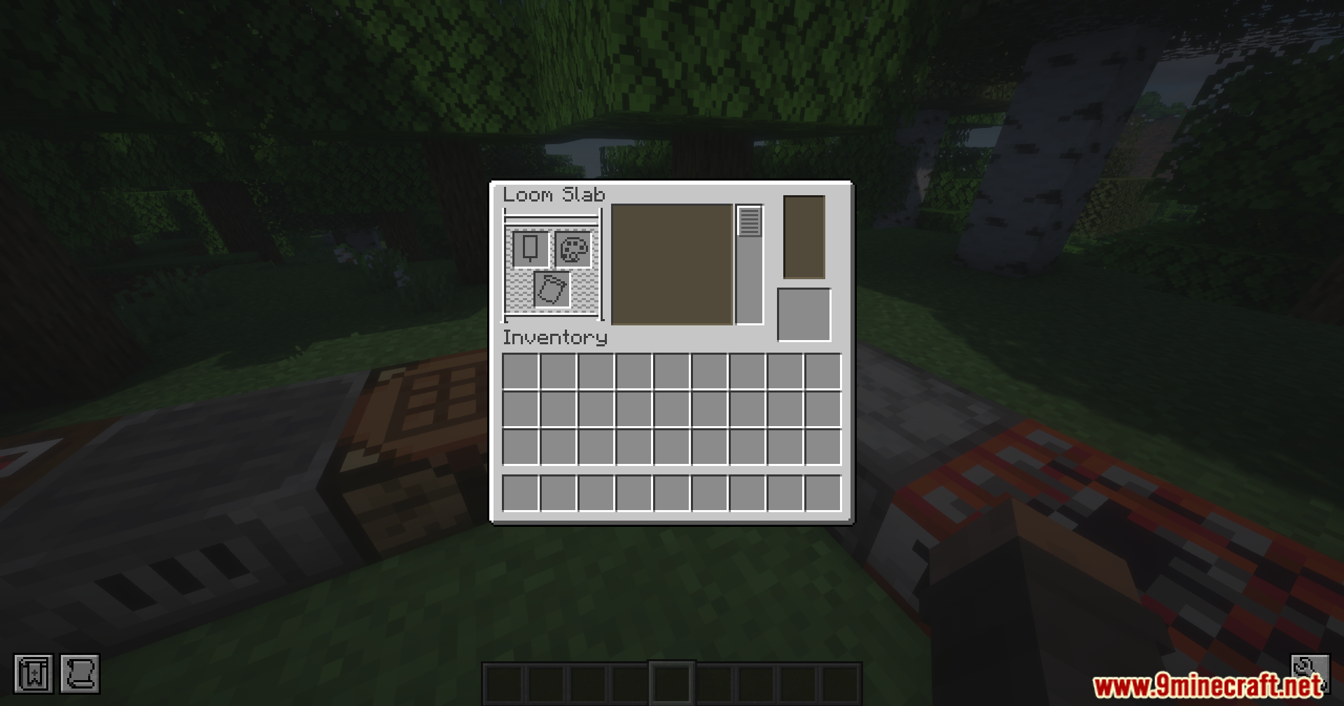 The interface for a Loom Slab showing slots for banners and dyes
