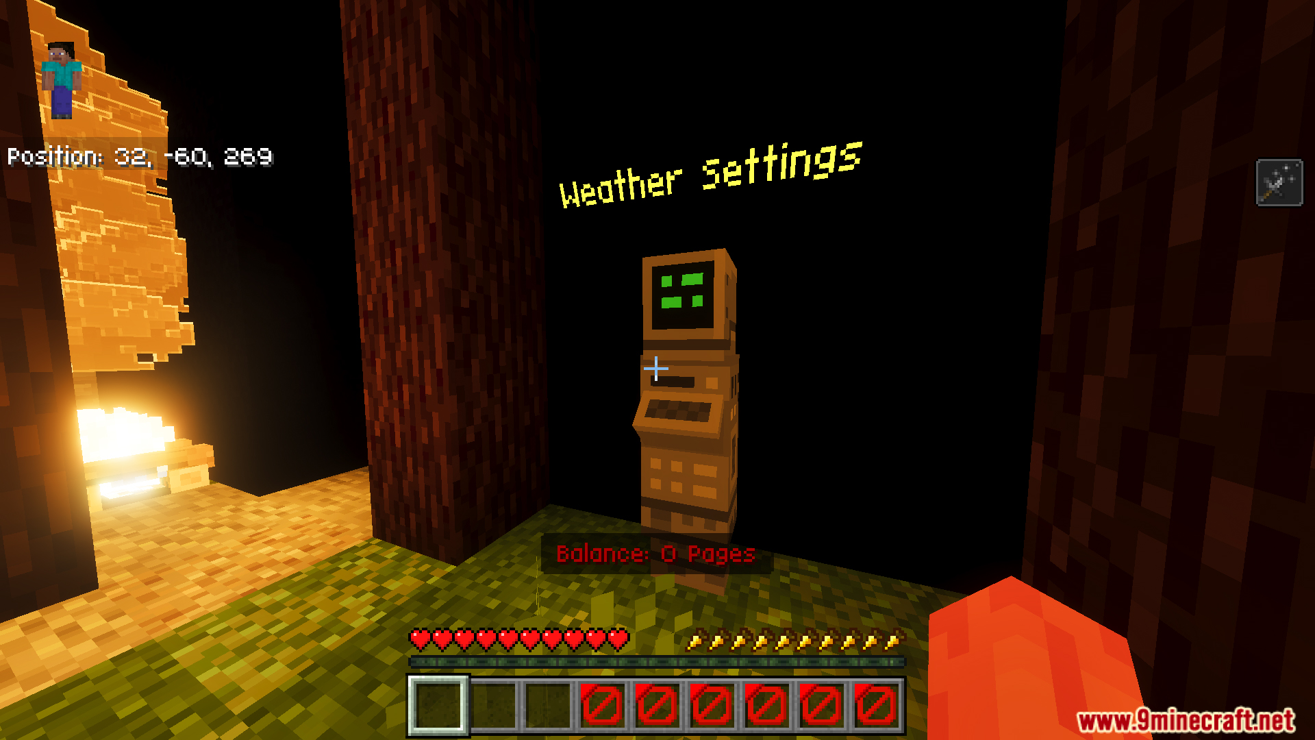 Weather settings terminal and page balance display in the Slenderman Online Map