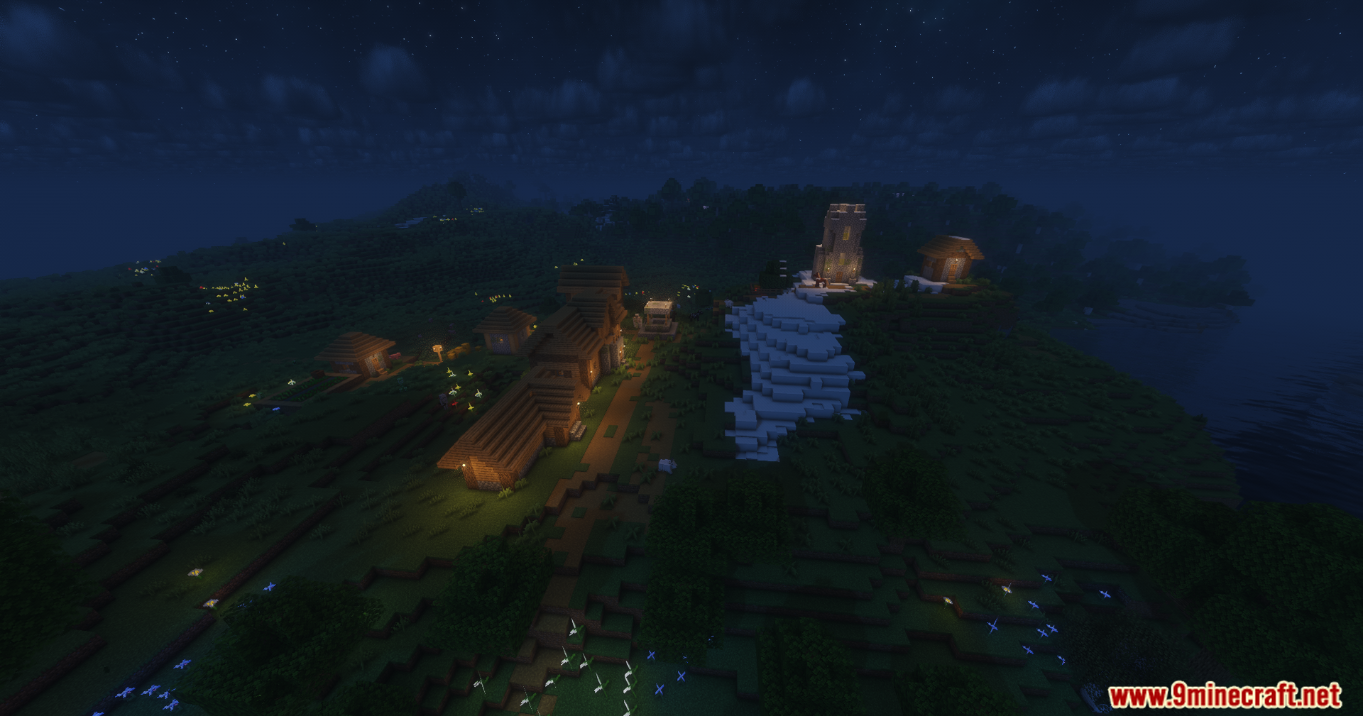 Solar Shaders Screenshot 7 Solar Shaders creates soft atmospheric lighting for a peaceful village at night