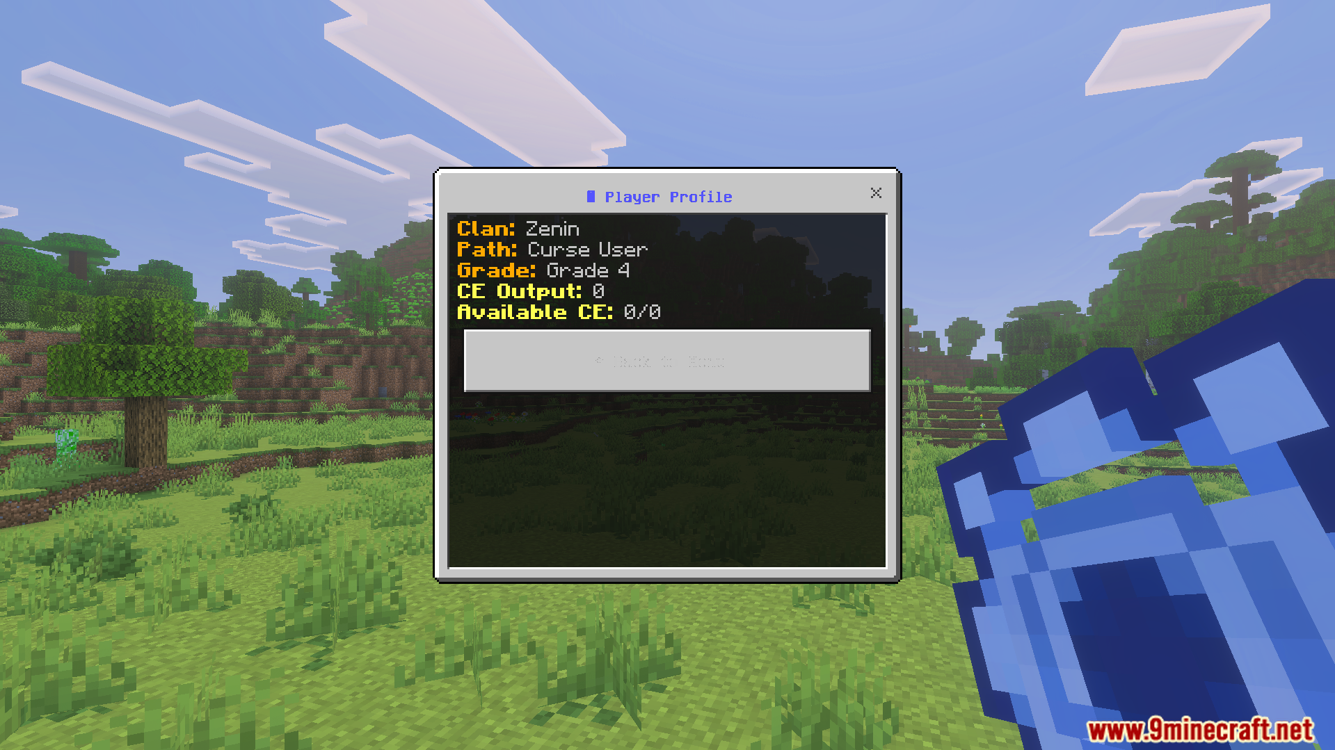 Sorcerers Beyond Addon Screenshot 7 Player profile menu for Sorcerers Beyond Addon showing cursed energy stats