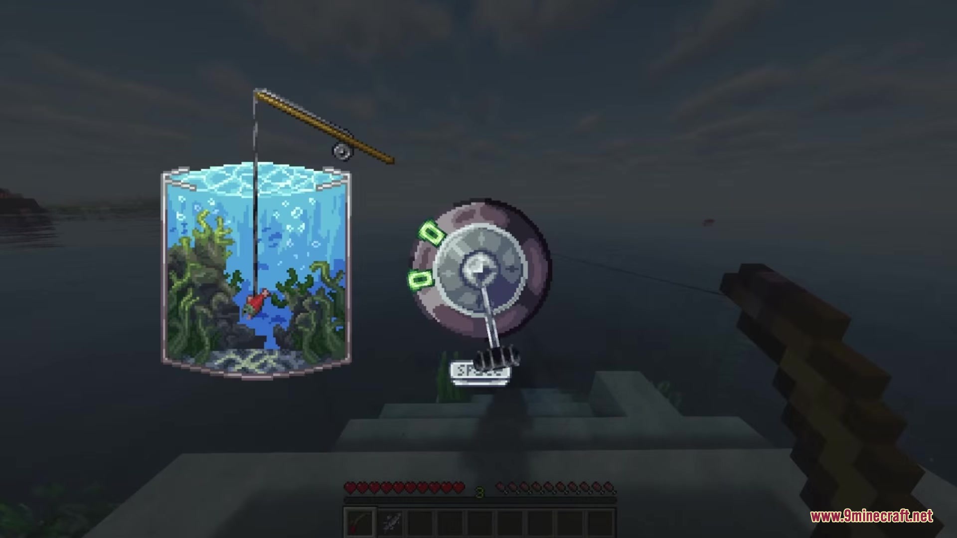 Starcatcher Mod Screenshot 15 A skill based fishing minigame interface showing a fish caught in an aquarium