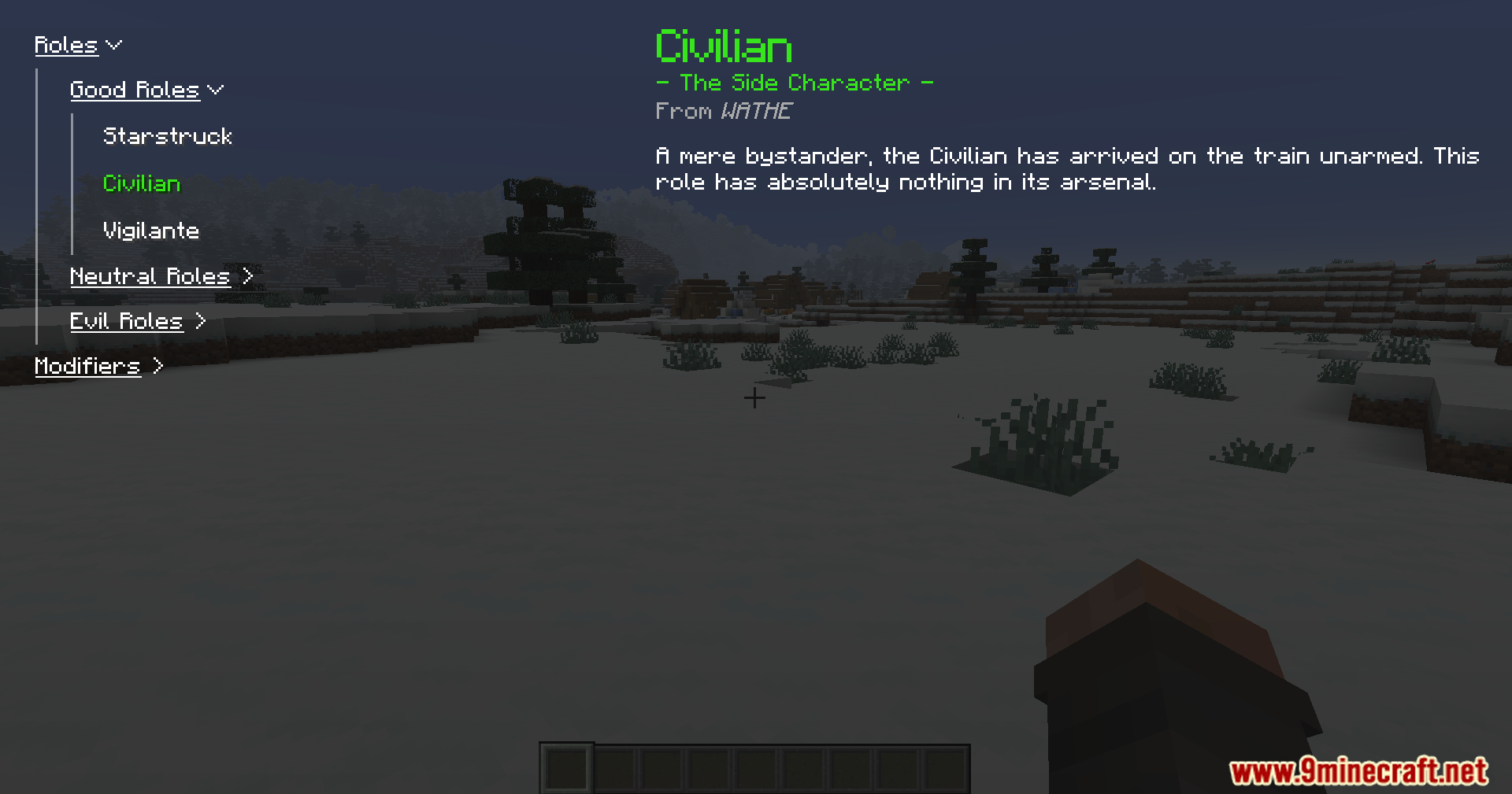 Starry Express Mod Screenshot 4 Minecraft menu showing the description of the basic Civilian role