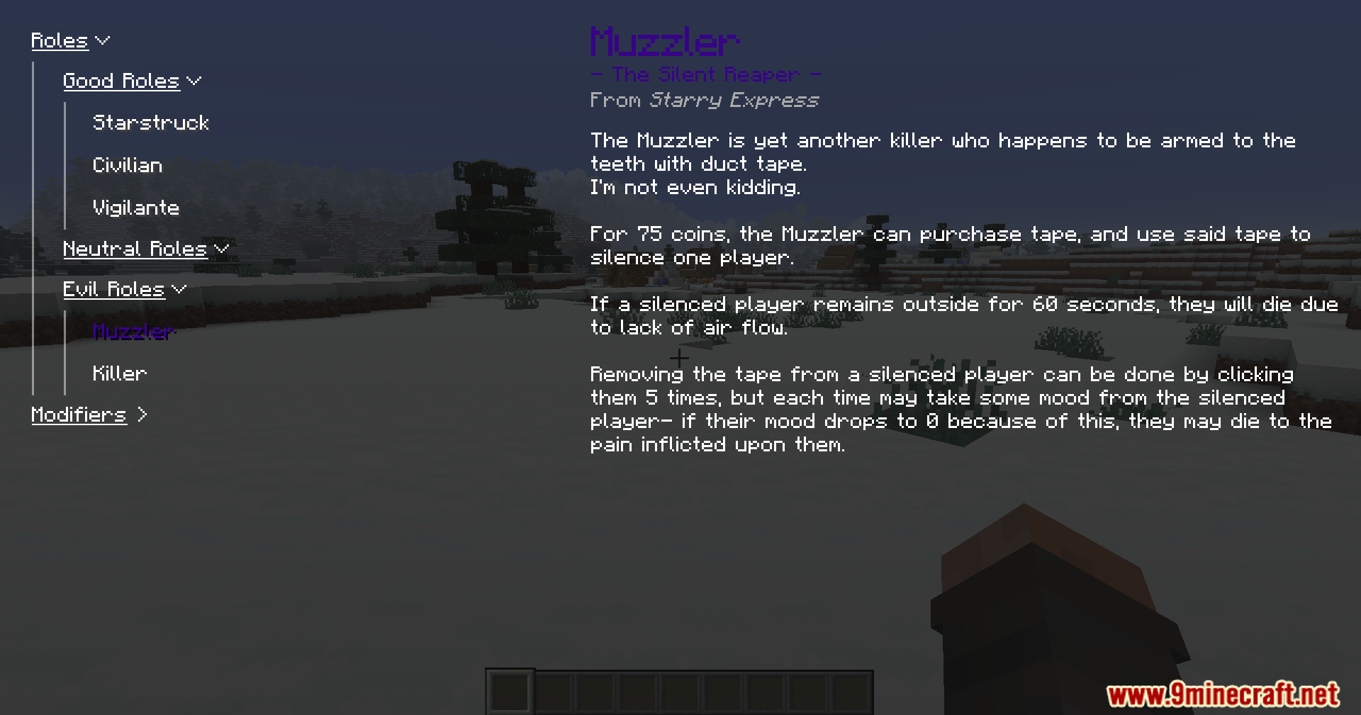 Starry Express Mod Screenshot 6 The Starry Express mod guidebook displays information about the Muzzler role