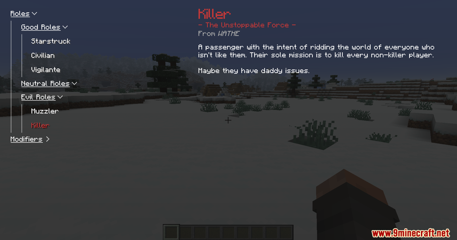 Starry Express Mod Screenshot 7 A Minecraft interface displaying the Killer role description and its objectives