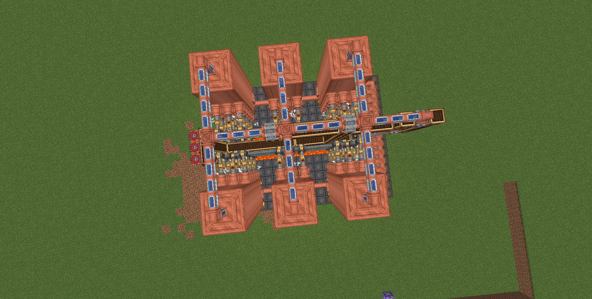 Top down view of the steam engine layout showing copper tanks and pipes